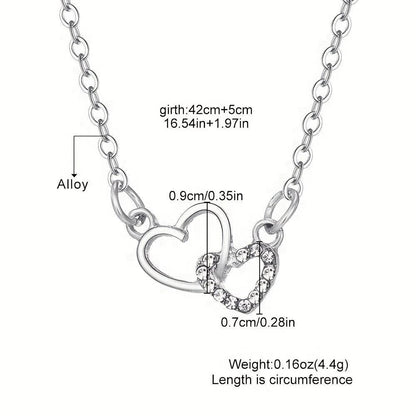 Women’s Dual Heart Pendant with Chain – Silver Plated Elegant Love Necklace