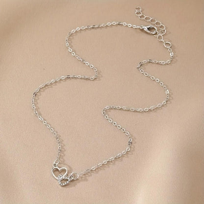 Women’s Dual Heart Pendant with Chain – Silver Plated Elegant Love Necklace