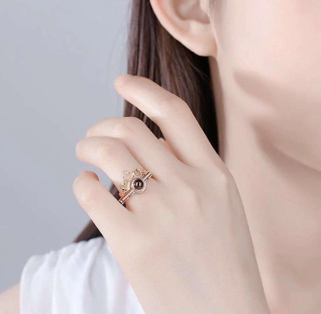 “I Love You” in 100 Languages Adjustable Ring – Romantic Alloy Ring for Women