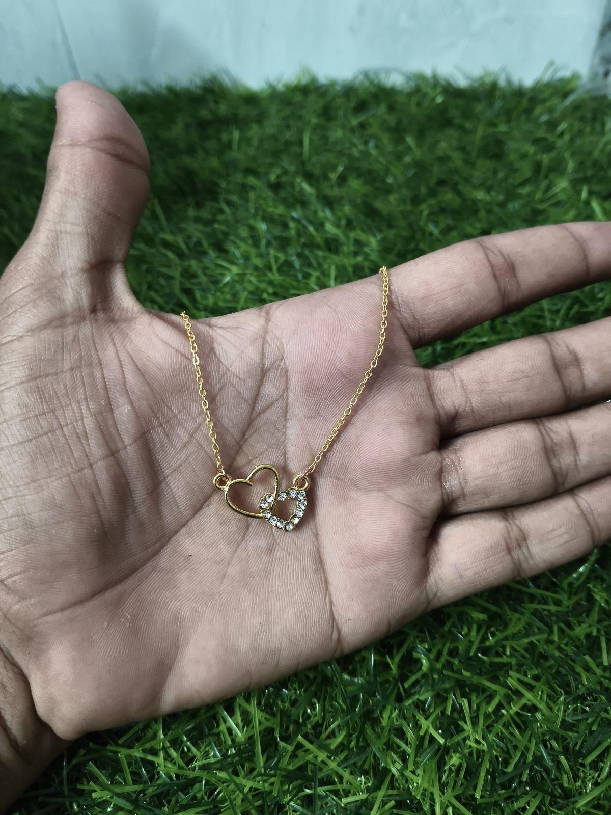 Women’s Dual Heart Pendant with Chain – Silver Plated Elegant Love Necklace