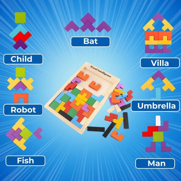 Wooden Intelligence Tetris Jigsaw Puzzle Set – Fun Brain-Boosting Game
