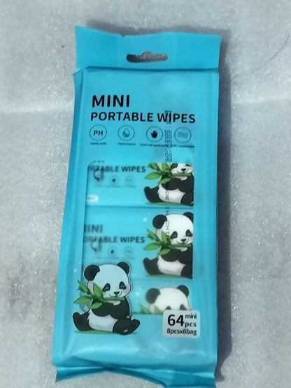 Mini Portable Disposable Baby Wipes – Travel Wet Tissue for Face, Hands & Household (64 Wipes, 8 Pouches)