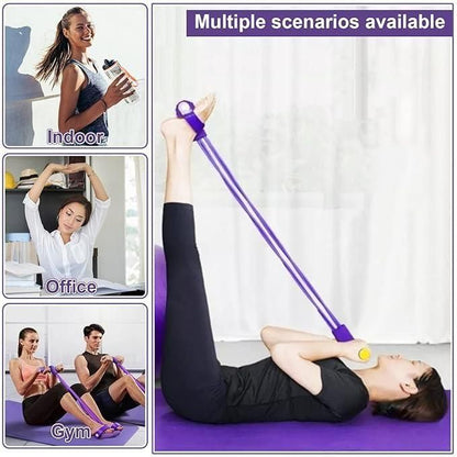 4-Rope Yoga Pedal Puller Resistance Band – Full Body Home Fitness & Strength Training Tool