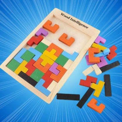 Wooden Intelligence Tetris Jigsaw Puzzle Set – Fun Brain-Boosting Game