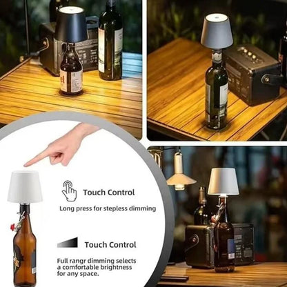 Wireless Bottle Lamp – Dimmable Touch USB Rechargeable Night Desk Light
