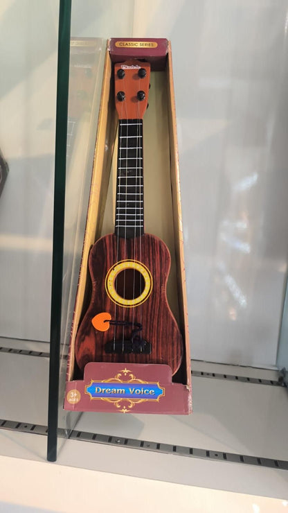 Mini Wooden Finish Plastic Guitar – 4-String Musical Toy for Kids