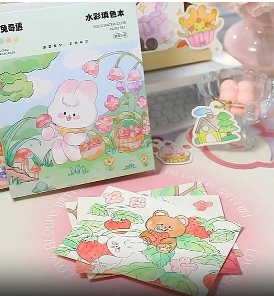 Cartoon Art Coloring & Painting Set for Kids – Watercolor Paper Book for Drawing & Creativity