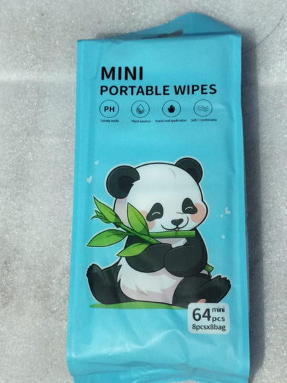Mini Portable Disposable Baby Wipes – Travel Wet Tissue for Face, Hands & Household (64 Wipes, 8 Pouches)