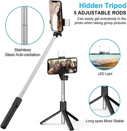 All-in-One Selfie Stick with Tripod stand and Bluetooth