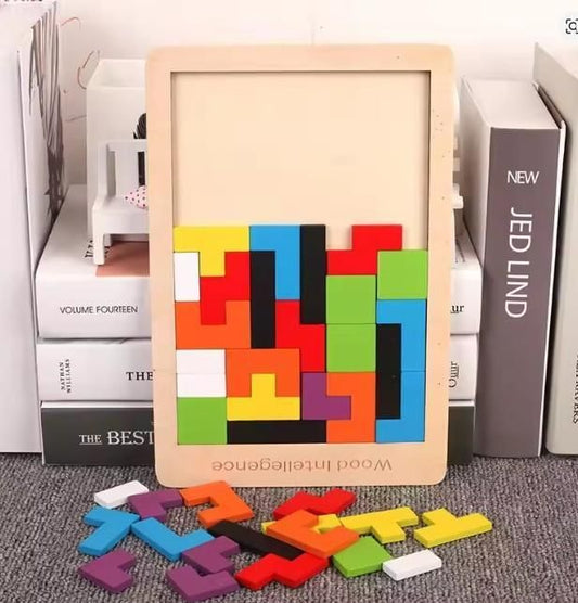 Wooden Intelligence Tetris Jigsaw Puzzle Set – Fun Brain-Boosting Game