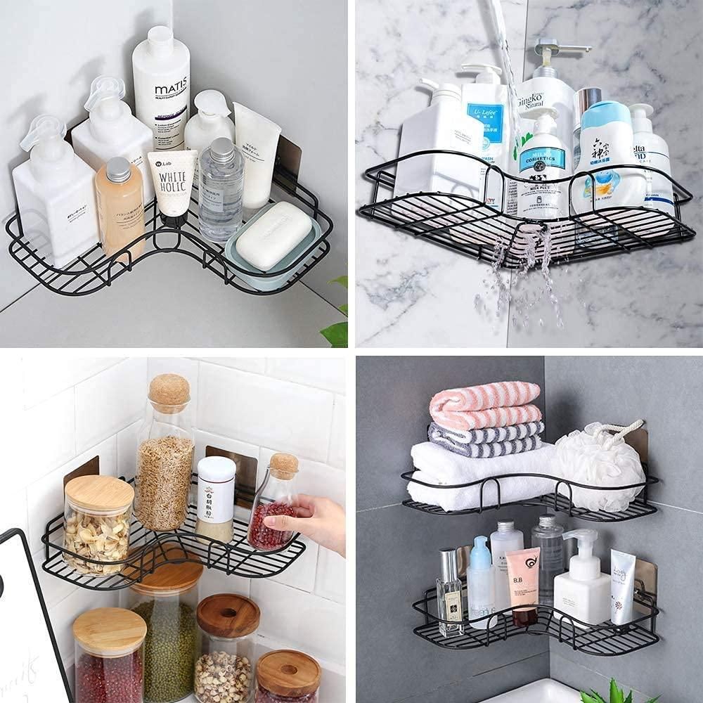Metal Bathroom Corner Rack – Space-Saving Storage Shelf for Bathroom Essentials