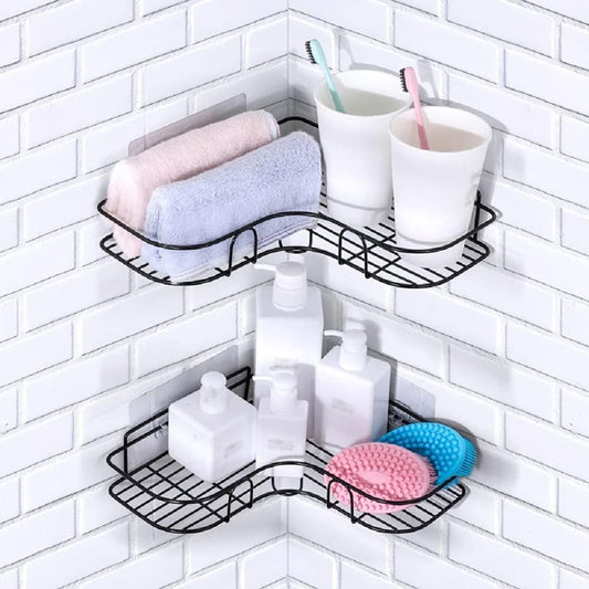 Metal Bathroom Corner Rack – Space-Saving Storage Shelf for Bathroom Essentials