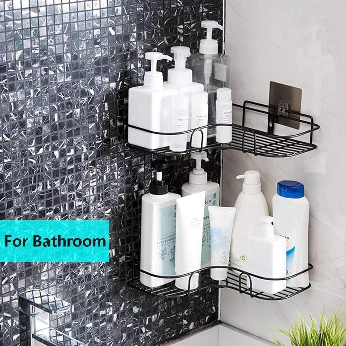 Metal Bathroom Corner Rack – Space-Saving Storage Shelf for Bathroom Essentials