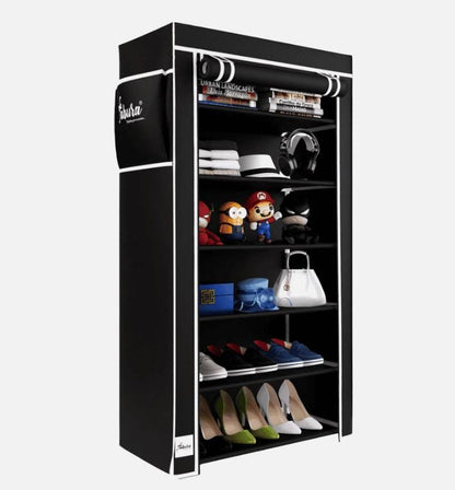 6-Rack Collapsible Wardrobe Cabinet & Shoe Rack – High-Capacity Portable Storage Organizer