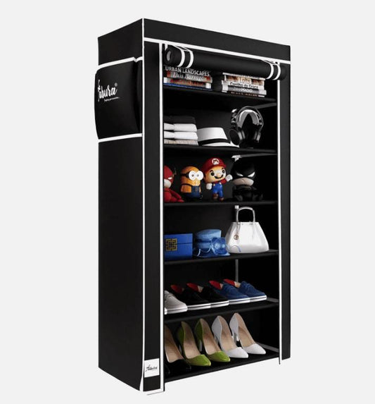 6-Rack Collapsible Wardrobe Cabinet & Shoe Rack – High-Capacity Portable Storage Organizer