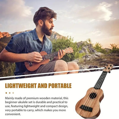 Mini Wooden Finish Plastic Guitar – 4-String Musical Toy for Kids