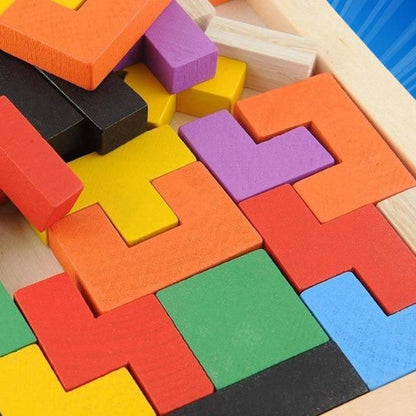 Wooden Intelligence Tetris Jigsaw Puzzle Set – Fun Brain-Boosting Game