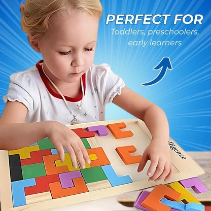 Wooden Intelligence Tetris Jigsaw Puzzle Set – Fun Brain-Boosting Game