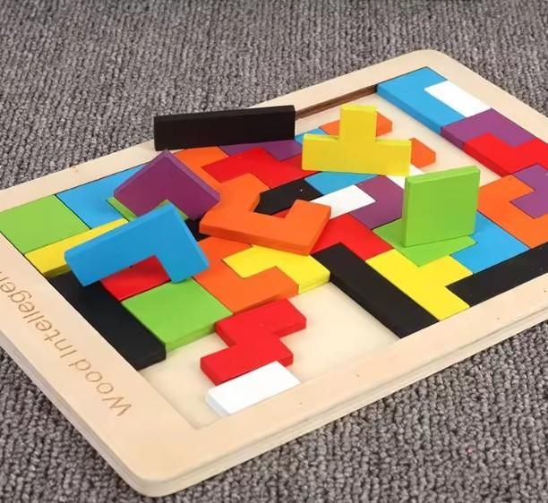 Wooden Intelligence Tetris Jigsaw Puzzle Set – Fun Brain-Boosting Game